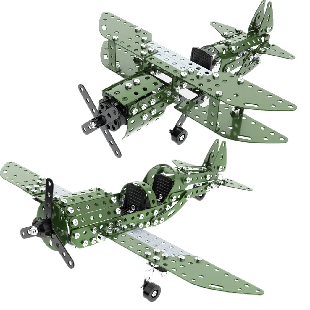 3D Metal plastik yapı taşları akıllı montajlı metal savaş uçağı modeli dünya savaşı II askeri bilim eğitimi blok oyuncaklar