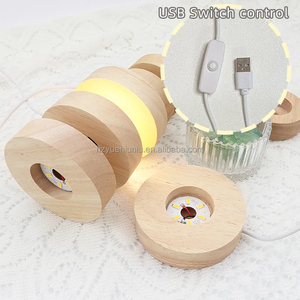 Circle Beech Wood LED Light <strong>Stand</strong> 6V USB Powered 7-<strong>Color</strong> Changing Warm White Middle Size Dimmable <strong>Night</strong> Lamp Plug-In Home Use - Product Image 5