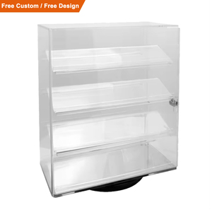 Rõ ràng 360 độ xoay Acrylic hiển thị trường hợp 4 tầng kệ có thể khóa đồ trang sức hiển thị đứng Tủ sưu tầm Showcase - Product Image 1