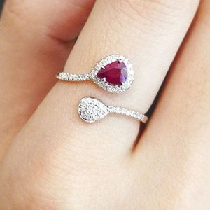 Xinlfy Luxury 18k Gold Water Drop <b>Ring</b> Natural Ruby and Diamond <b>Fine</b> <b>Ring</b> for Women's Party - Product Image 1