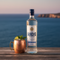 Fabriqué en Espagne, Vodka KADIS Atlantico 700ml, produit d'Espagne, servir bien réfrigéré, idéal pour les cocktails avec un mélange d'orange.