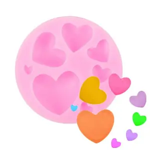 Moldes Silicone Loving Heart Shape Silicone Fondant Mold DIY Colorful Sweet Heart Chocolate Candy Paste Cake Decorating Tool Mold