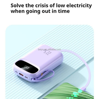 Top vente 20000mah Portable batterie externe Micro USB chargeur de téléphone portable type-c affichage LED Mini chargeur extérieur câbles intégrés
