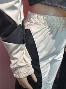 Lente Nieuwe Mode Tweedelige Set Voor Dames Kleurblok Jack Met Lange Mouwen En Skinny Leggings Trainingspak Voor Dames - Product Image 5