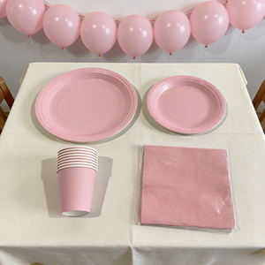 DAMAI – Vaisselle jetable unie pour fêtes, ensemble de vaisselle en papier de couleur unie, assiettes de 7 et 9 pouces, gobelets en papier, serviettes - Product Image 2