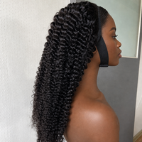Perruques bouclées crépues en gros pour femmes, demi-perruques bouclées à revers en cheveux humains, ajustables et respirantes, fabriquées à la machine