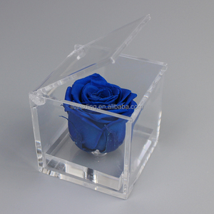 Caja de rosas rectangular al por mayor con tapa abatible caja de joyería cuadrada de rosas de flores eternas presenta PS molde San Valentín caja rosa - Product Image 3