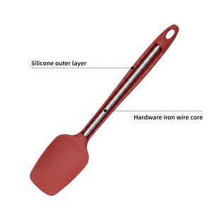 Ensemble de 3 spatules à pâtisserie en silicone <span class=keywords><strong>rouge</strong></span> de qualité alimentaire, résistantes à la chaleur, avec noyau métallique - Product Image 3
