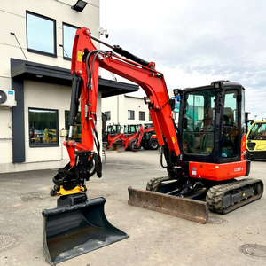 รถขุดขนาดเล็ก Kubota U35-4 สีแดง ความจุบุ้งกี๋ 0.11 ลบ.ม. พร้อมห้องโดยสารและใบมีดดันดิน กำลังขุดสูง - Product Image 1