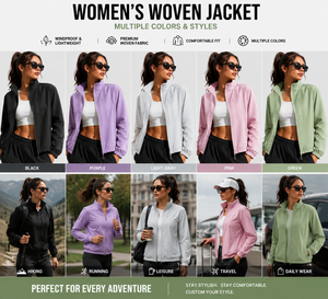 Veste coupe-vent personnalisée pour <span class=keywords><strong>femme</strong></span>, tissu tissé léger, veste de sport d'extérieur, OEM ODM, logo, marque privée, usine de vêtements - Product Image 3