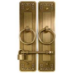 กลอนประตูทองเหลืองสไตล์จีนพร้อมวงแหวนกลม ติดตั้งง่ายสำหรับประตูไม้ - Product Image 5