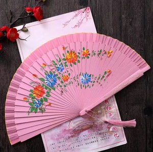 Éventail pliant espagnol personnalisable de 23 cm, imprimé floral, éventail en bois pour la danse espagnole, éventails à main en bois - Product Image 1