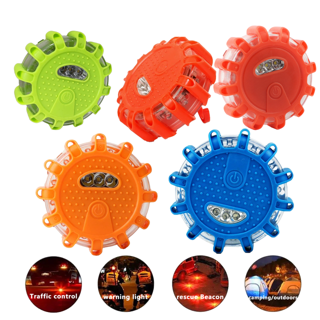 Waterproof Strobe Warning Beacon Set Safety Flash Car Emergency Light Usb Rechargeable Magnetic Green Led Road Flare Kit of 3 6