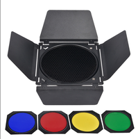 Kit de porte de studio Bowens avec grille nid d'abeille + 4 kits de filtres couleur pour flash de studio pour SK400ii SK300ii