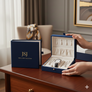 Boîte à bijoux en papier <span class=keywords><strong>bleu</strong></span> royal de qualité supérieure pour l'emballage de colliers de haute joaillerie avec impression de logo personnalisé - Product Image 1