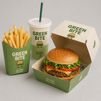 Conteneur jetable en carton personnalisé avec logo pour emballage alimentaire (burgers, tendres de poulet, frites) – Idéal pour les entreprises de livraison à emporter