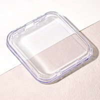 Boîte d'emballage de luxe en acrylique pour faux ongles, étui de présentation carré transparent pour bijoux avec base noire, blanche ou rose, vente en gros