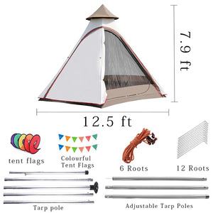 3-4 persone tenda di <span class=keywords><strong>Campeggio</strong></span> Tepee Tenda di Doppio Strato Esterno Indiani Teepee Tenda di Bell - Product Image 2