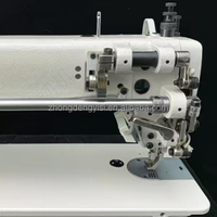 Machine à coudre automatique à bras long pour cuir, à alimentation supérieure et inférieure, pied marcheur