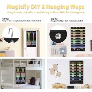 Heavy Duty 24-Pocket Eco-Friendly Foldable Door Hanging File Organizer with Name Tags 4 Hangers 35L Capacity Black Wall <b>Storage</b> - Product Image 5