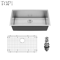 Évier de cuisine encastré en acier inoxydable 304, fait main, brossé, 16 gauge, cuve simple avec accessoires
