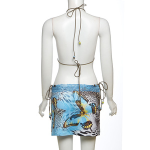 Bikini con perle 2025 <span class=keywords><strong>e</strong></span> 3 pezzi Set Sexy da donna con alter Bar + slip + gonne Skinny con stampa farfalla costume da bagno da spiaggia per le vacanze - Product Image 5