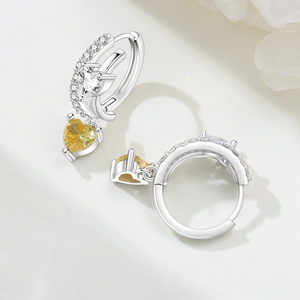 Pendientes de corazón de doble aro de latón blanco, resistentes a la decoloración, perfectos para accesorios de fiesta para mujer. - Product Image 4