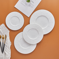 Assiettes à dîner en porcelaine fine, design unique, modernes, blanches unies, pour hôtel, restaurant, mariage, banquet