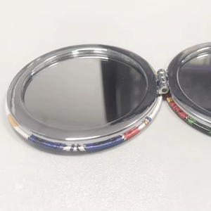 Customized Logo Round Double Side Microfiber Pocket Mirror Folded Compact Make up Mini Mirror
