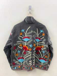 <b>Velvet</b> Suzani Embroidered Bomber Jacket Winter <b>Coat</b> Boho <b>Womens</b> V-neck Cotton Lining Breathable Quick Dry Gift B2B Wholesale - Product Image 4