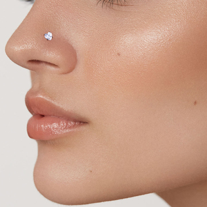 Orecchini a perno a forma di cuore quadrato in acciaio inossidabile 316L con zirconi CZ, piercing per labret e trago con filettatura interna, gioielli alla moda per il corpo - Product Image 6