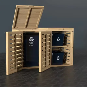 Custom Garden Wood Dustbin Hideaway Garbage Trash Can Storage Shed Rubbish Cover Double Wooden Lockable <strong>Wheelie</strong> <strong>Bin</strong> Storage - Product Image 2