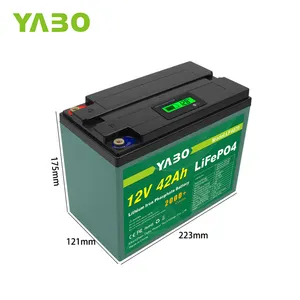 YaBo बैटरी फ़ैक्टरी 12v 40ah 42ah लियॉन बैटरी रिचार्जेबल 40ah लाइफपो4 सेल, 12v यूपीएस बैटरी
