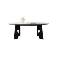 Table à manger en bois massif noir, style rétro français, table à manger italienne, style rétro chinois, ensemble de table à manger en dalle de roche blanche