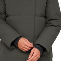 Manteau long matelassé pour femme avec logo personnalisé, couleur olive foncé, col asymétrique à revers, boutons-pression, coupe-vent, doudoune d'hiver pour femme