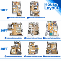 Alibaba-online-shopping 10ft 20ft 30ft 40ft Tiny Homes à double aile, prêts à être expédiés, démontables, modulaires, abris de jardin mobiles