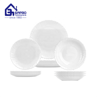 Service de table en verre opale blanc à vendre, logo de marque, 26 pièces, service de table en verre opale, ensemble de plats et de bols, 6 personnes