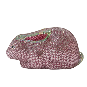 Women Bunny Rhinestone <b>Clutch</b> Evening Bag Sparkling Rabbit Shape With Chain Strap For Halloween Party - Product Image 5