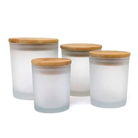Pot à bougie en verre borosilicate givré transparent de 10 oz avec couvercle en bois, couleur personnalisée, logo imprimé en sérigraphie sur la surface
