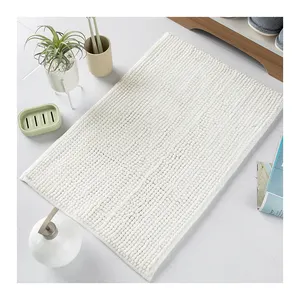 Hot selling good feedback towel shaggy bath mat non slip soft quick dry custom square chenille bathroom carpet mat