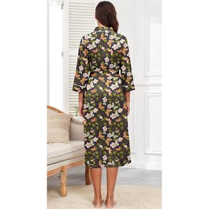 Bata Larga Personalizada para Mujer con Estampado Floral, Ropa de Dormir Suave Tejida, Estilo Casual para Mujer - Product Image 6