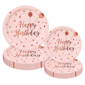 DAMAI - Vajilla Desechable Rosa y Dorada para Fiestas, Platos, Servilletas y Vasos de Papel Rosa, Tenedores, Cuchillos y Cucharas de Plástico Rosa para Fiestas de Cumpleaños - Product Image 3