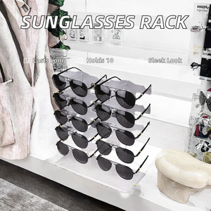 ชั้นวางแว่นตาแบบใส PVC ทันสมัย 2 แถว 10 ช่อง สำหรับจัดเก็บและโชว์แว่นตา - Product Image 2