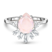 Vente en gros de bijoux classiques modernes en argent sterling 925, bague en quartz rose faite à la main