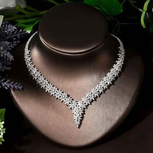 HIBRIDE Luxury White Color 4 Pcs CZ Jewelry Set for Women Wedding Necklace Earring Ring Bracelet Jewelry Bridal <b>Accessories</b> N-35 - Product Image 4