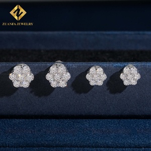 Luxury Sparkling 925 Silver Moissanite Flower Magnetic Stud <b>Earrings</b> Non‑Pierced Clip‑on <b>Earrings</b> Women Fashion Jewelry VVS - Product Image 2