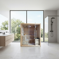 Sauna Uap Kayu Solid Mewah Modern Hemlock Kanada untuk Rumah, Panel Kontrol Komputer, 6KW/9KW, Garansi 1 Tahun