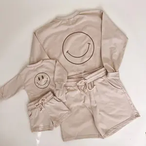 Spring Summer Sweatshirt Shorts Set Fleece Cotton Sweatsuit Family Matching Clothes Mommy And Me Outfits