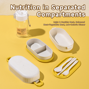 Bao Gồm dao kéo cách nhiệt túi chai nước BPA miễn phí vật liệu tùy chỉnh màu sắc tùy chọn kép Tier rò rỉ bằng chứng thân thiện với môi Hộp Ăn Trưa - Product Image 3