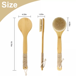 Brosse sèche pour le corps à long manche en poils de sanglier en <span class=keywords><strong>bambou</strong></span> éco-certifié brosses de douche de bain imite la circulation sanguine - Product Image 4